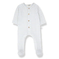 1& In The Family - Button Footie - Pale Blue Stripe-Footies + Rompers (Fashion)-Newborn (1M)-Posh Baby