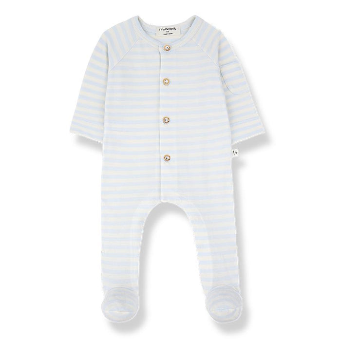 1& In The Family - Button Footie - Pale Blue Stripe-Footies + Rompers (Fashion)-Newborn (1M)-Posh Baby