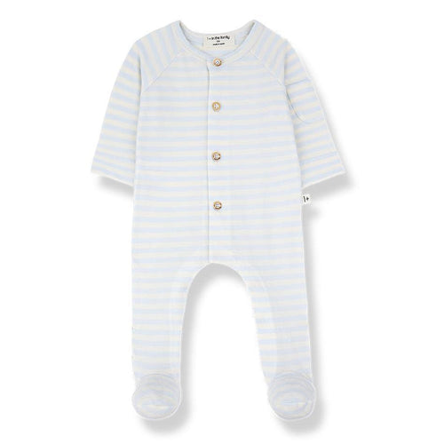 1& In The Family - Button Footie - Pale Blue Stripe-Footies + Rompers (Fashion)-Newborn (1M)-Posh Baby