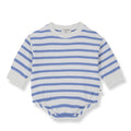 1& In The Family - Long Sleeve Bubble Romper - Sky Blue Stripe-Footies + Rompers (Fashion)-0-3M (3M)-Posh Baby