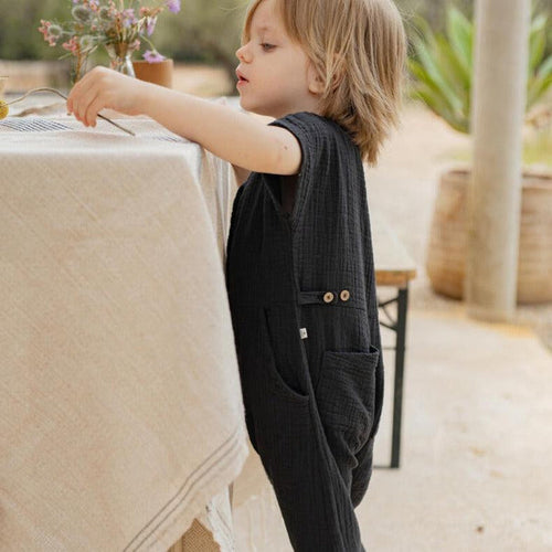 1& In The Family - Muslin Romper - Anthracite-Footies + Rompers (Fashion)-3-6M-Posh Baby
