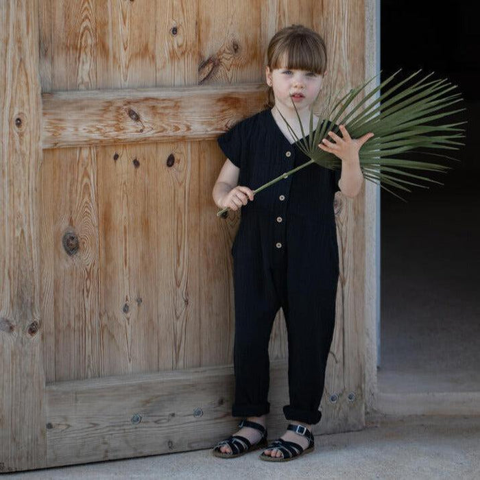 1& In The Family - Muslin Romper - Anthracite-Footies + Rompers (Fashion)-3-6M-Posh Baby