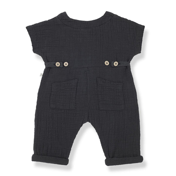 1& In The Family - Muslin Romper - Anthracite-Footies + Rompers (Fashion)-3-6M-Posh Baby