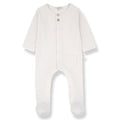 1& In The Family - Ribbed Button Footie - Ecru-Footies + Rompers (Fashion)-Newborn (1M)-Posh Baby