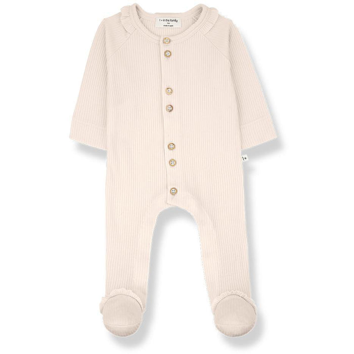 1& In The Family - Ribbed Button Footie - Pale Blossom-Footies + Rompers (Fashion)-Newborn (1M)-Posh Baby