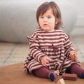 1& In The Family - Ruffle Shoulder Dress - Eggplant Stripe-Dresses-6-9M (9M)-Posh Baby