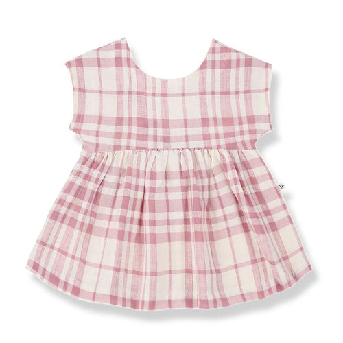 1& In The Family - Short Sleeve Dress - Pink Plaid-Dresses-0-3M (3M)-Posh Baby