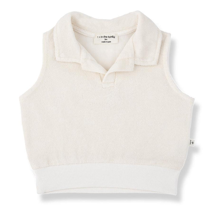 1& In The Family - Terry Polo Tank Top - Ecru-Tank Tops-0-3M (3M)-Posh Baby