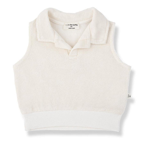 1& In The Family - Terry Polo Tank Top - Ecru-Tank Tops-0-3M (3M)-Posh Baby