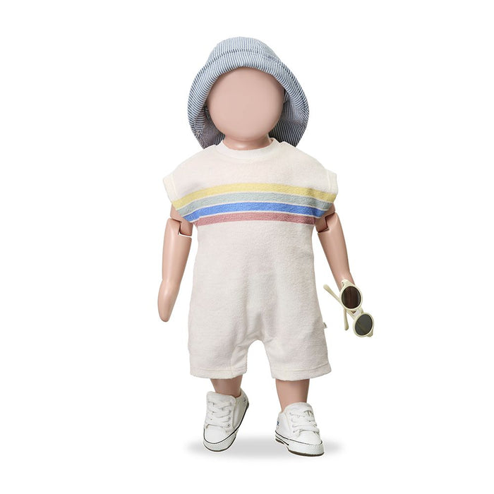 1& In The Family - Terry Shortie Romper - Retro Stripe-Footies + Rompers (Fashion)-0-3M (3M)-Posh Baby