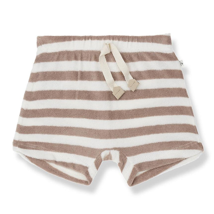 1& In The Family - Terry Shorts - Taupe Stripe-Bottoms-0-3M (3M)-Posh Baby
