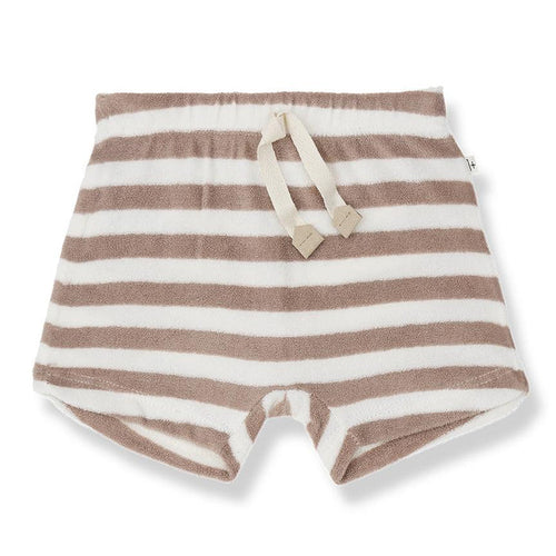 1& In The Family - Terry Shorts - Taupe Stripe-Bottoms-0-3M (3M)-Posh Baby