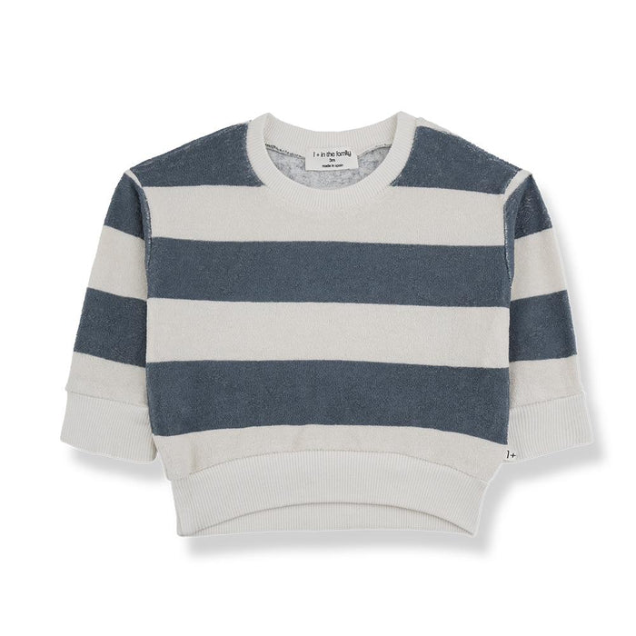 1& In The Family - Terry Sweater - Petrol Stripe-Long Sleeves-6M-Posh Baby
