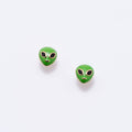 14K Gold Plated Enamel Alien Stud Earrings