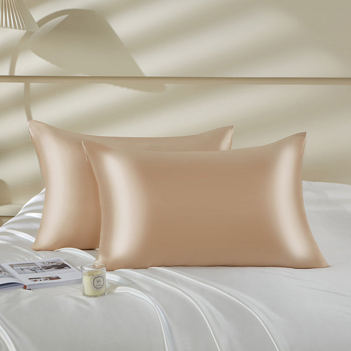 Champagne 22 Momme 100% Mulberry Silk Pillowcase with a luxurious smooth finish for hair and skin
