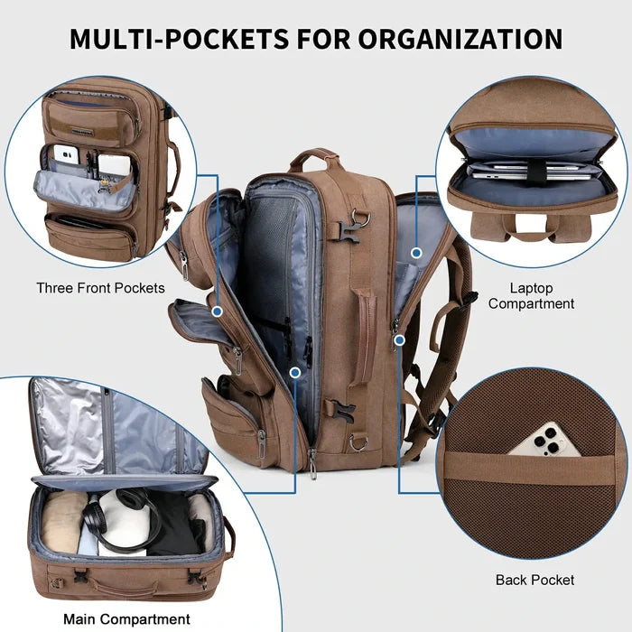 WITZMAN A8023 40L canvas travel backpack product view 7
