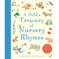 Book cover of 'A Child's Treasury of Nursery Rhymes' with colorful illustrations and blue spine.