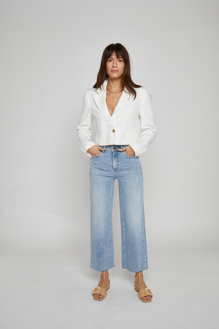 Aberdeen Ankle Crop High Rise Jean, Light Indigo Worn