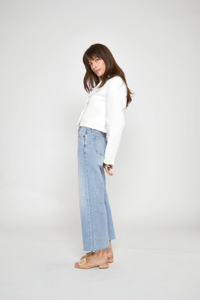 Aberdeen Ankle Crop High Rise Jean, Light Indigo Worn