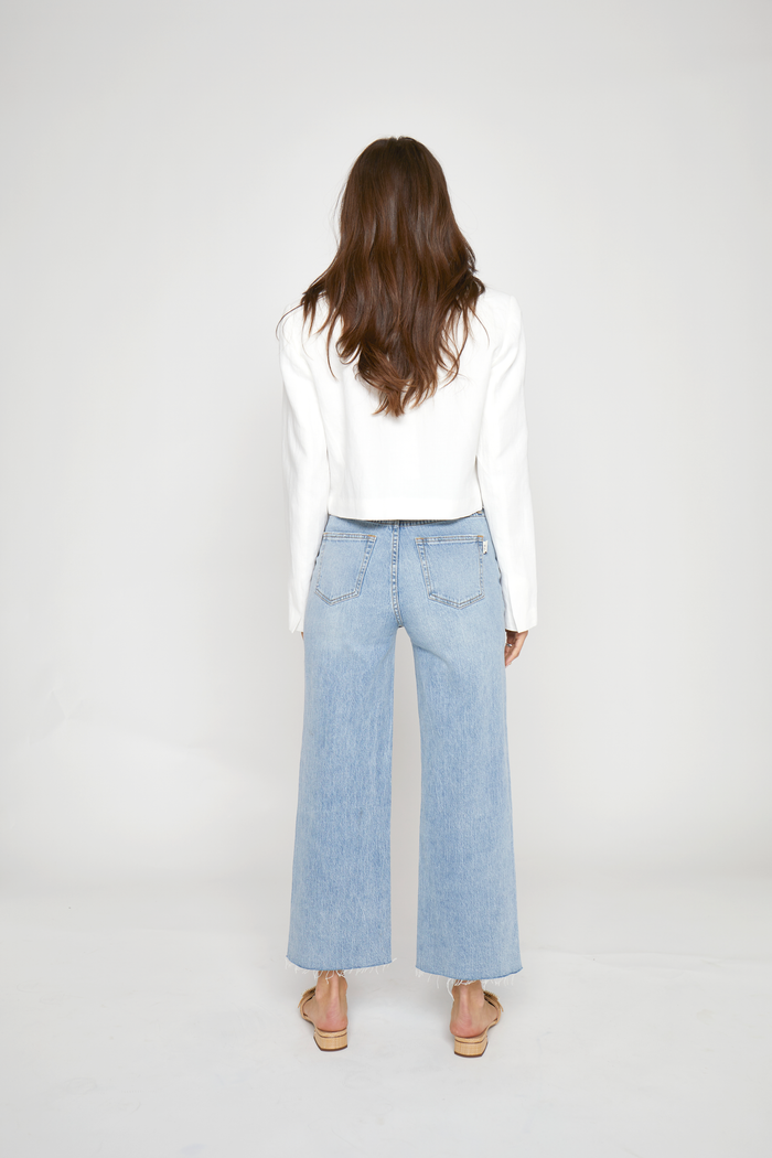 Aberdeen Ankle Crop High Rise Jean, Light Indigo Worn