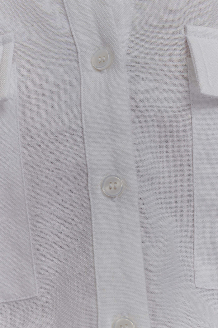 Adia Linen Belted Playsuit - White