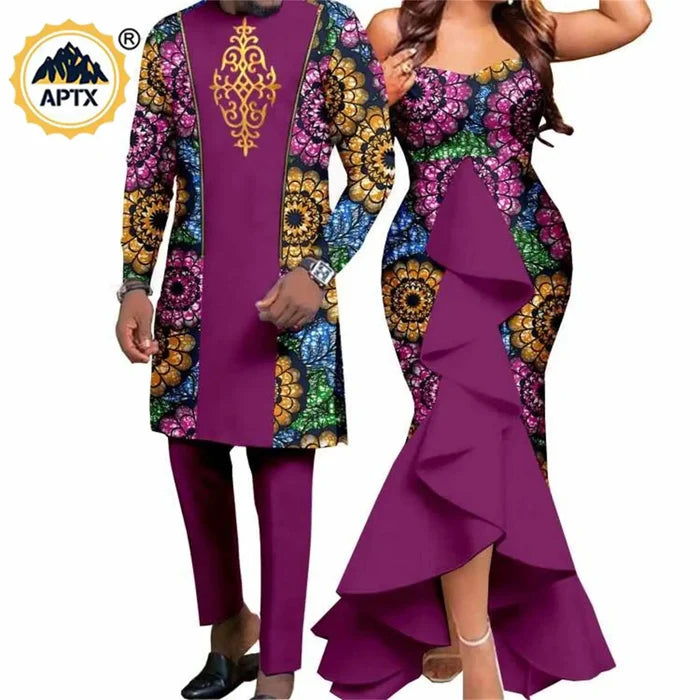 Bazin Riche African wedding couple gown Dashiki set FTF Market UK