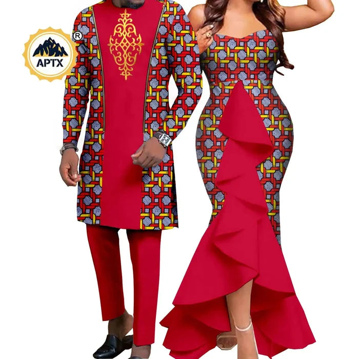 Bazin Riche African wedding couple gown Dashiki set FTF Market UK