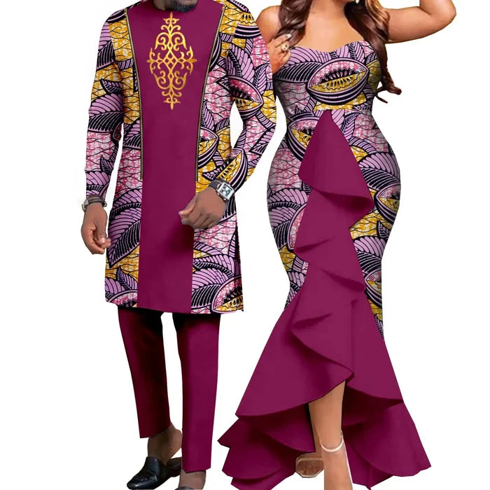 Bazin Riche African wedding couple gown Dashiki set FTF Market UK