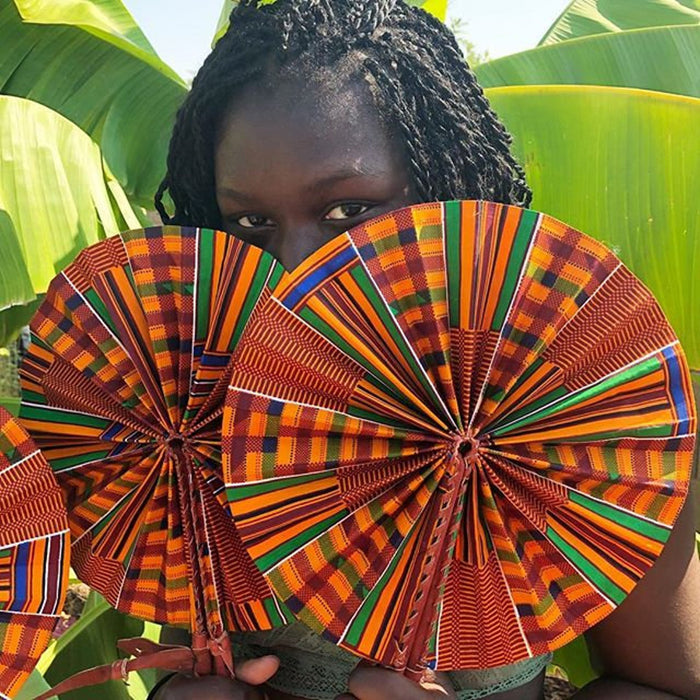 African Folding Fan  (Folds up to fit in purse or bag) Free Shipping.