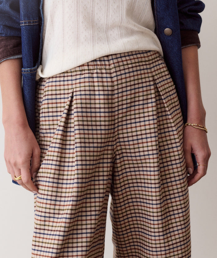 Allison Pleated Moleskin Trouser - Fall Check
