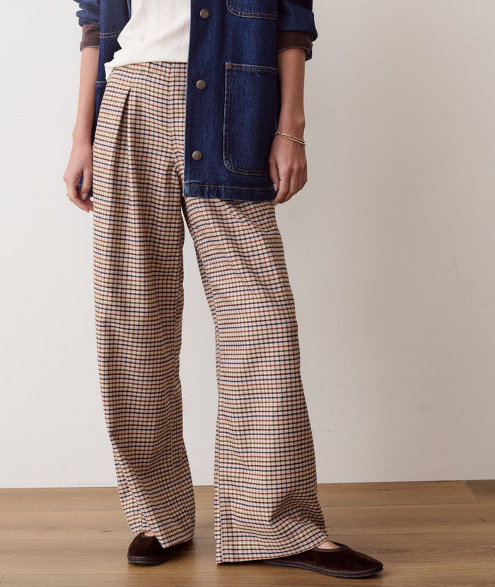 Allison Pleated Moleskin Trouser - Fall Check