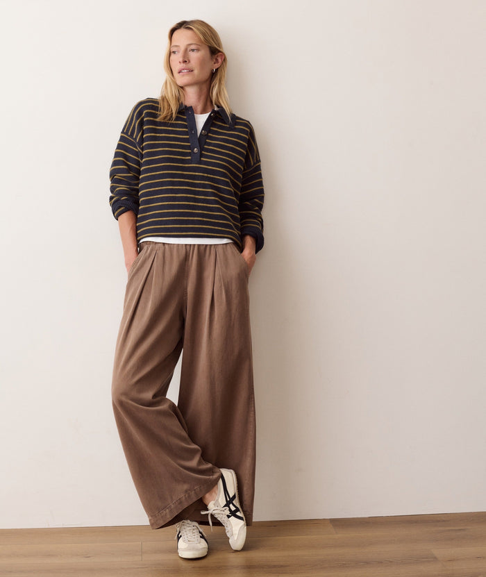 Allison Pleated Wide Leg Trouser - Java