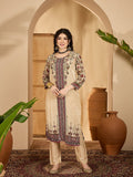 Almond Beige Silk Kurti With Floral Panel