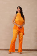 <img> Amber Orange Crepe Solid Co-Ord Set