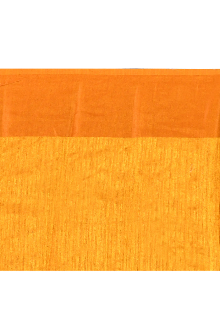Amber Yellow Embroidered Tussar Saree