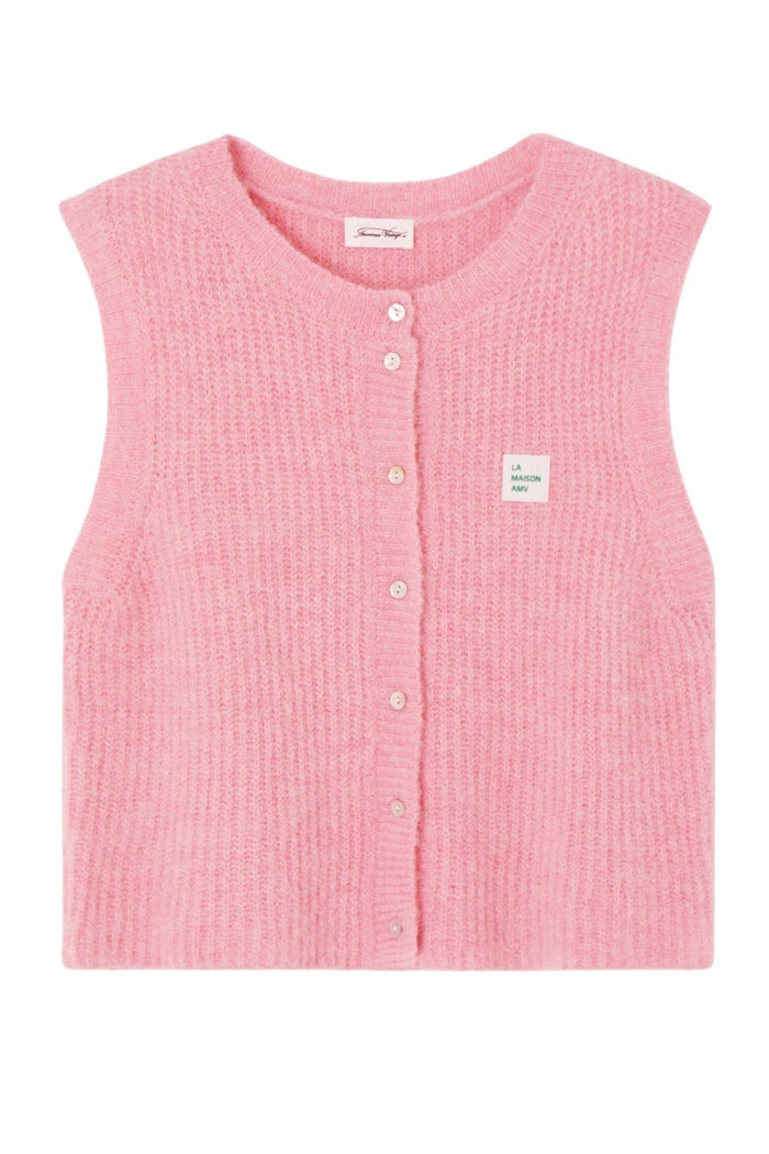 American Vintage EAST19MCE Women’s Sleeveless Cardigan East - Orchid Melange - Dotique - American Vintage