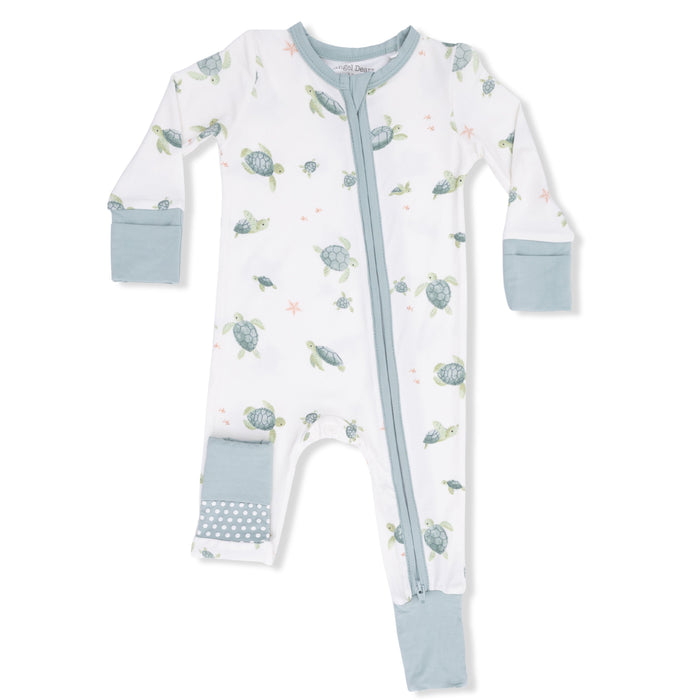 Angel Dear - Convertible Two-Way Zipper Romper - Sea Turtles-Footies + Rompers (Basic)-0-3M-Posh Baby