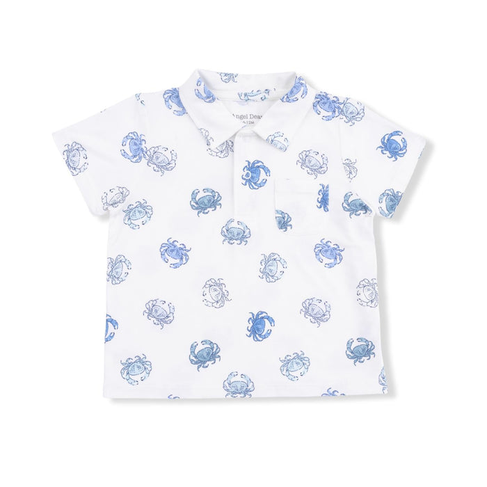Angel Dear - Organic Polo & Short Set - Blue Crabs-Sets-6-12M-Posh Baby