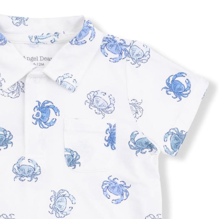 Angel Dear - Organic Polo & Short Set - Blue Crabs-Sets-6-12M-Posh Baby