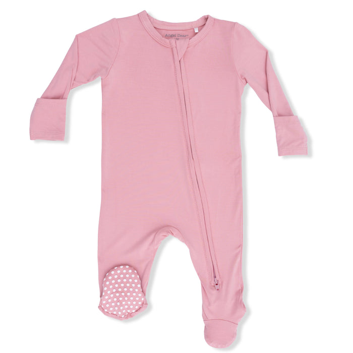 Angel Dear - Two-Way Zipper Footie - Rose Pink-Footies + Rompers (Basic)-Newborn-Posh Baby