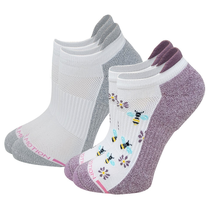 Ankle Compression Socks | Dr Motion Socks | Bees & Flowers (2 Pack)