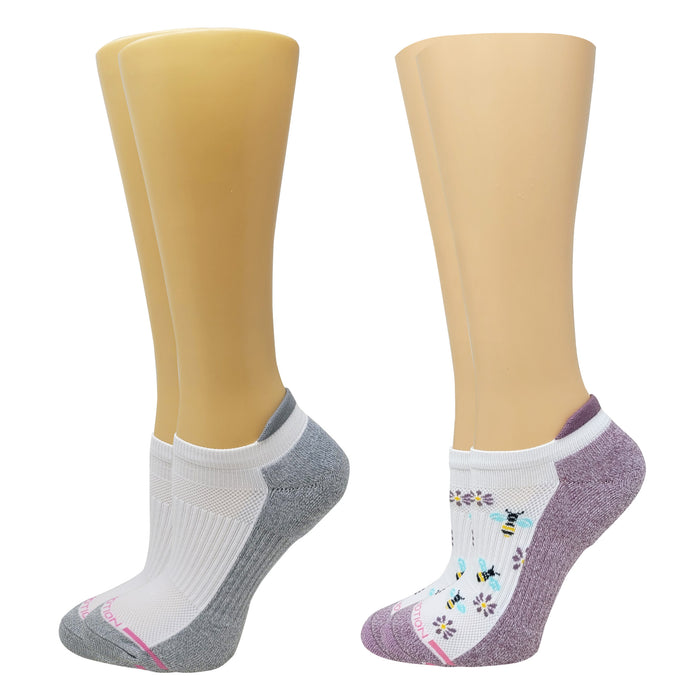 Ankle Compression Socks | Dr Motion Socks | Bees & Flowers (2 Pack)