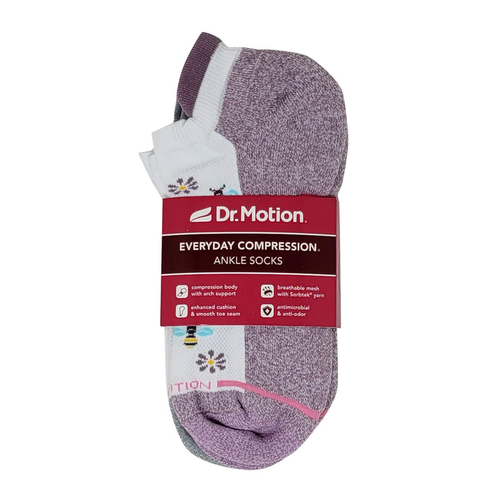 Ankle Compression Socks | Dr Motion Socks | Bees & Flowers (2 Pack)