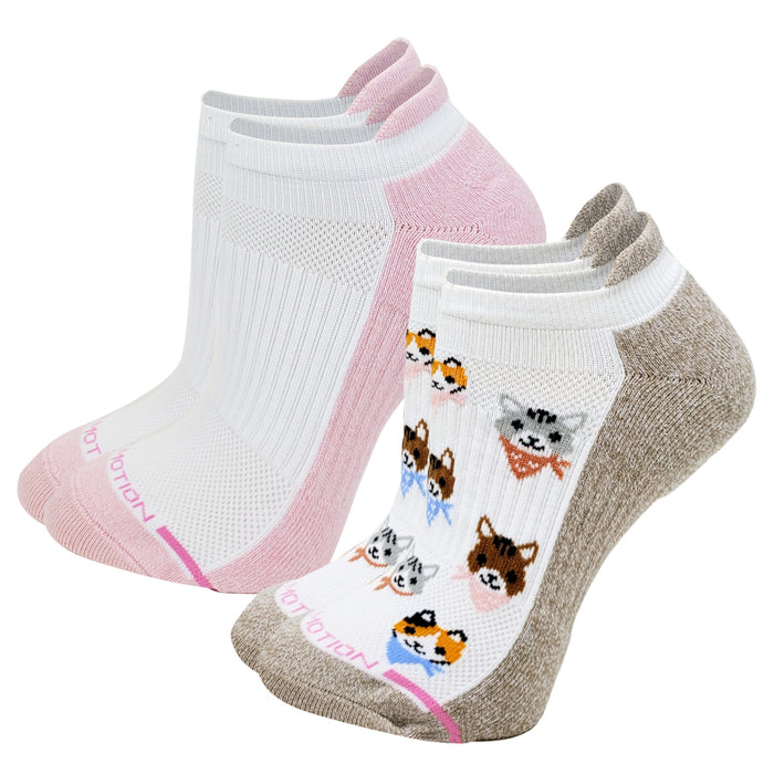 Ankle Compression Socks for women | Cats w/ Bandana | Dr. Motion (2 Pack)