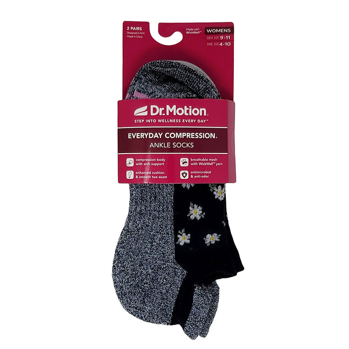 Ankle Compression Socks for women | Navy w/ Daisies | Dr. Motion (2 Pack) (Copy)