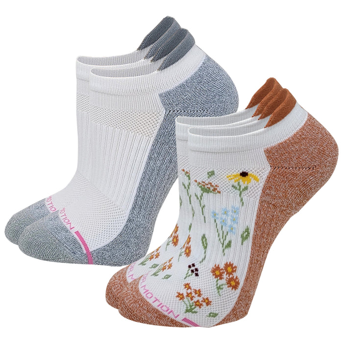 Ankle Compression Socks for Women | Wildflower Half-Cushion | Dr. Motion (2-Pack)