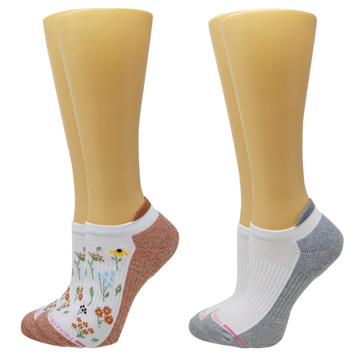 Ankle Compression Socks for Women | Wildflower Half-Cushion | Dr. Motion (2-Pack)