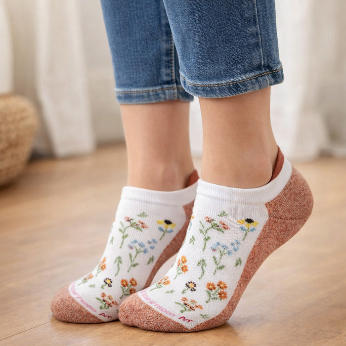 Ankle Compression Socks for Women | Wildflower Half-Cushion | Dr. Motion (2-Pack)
