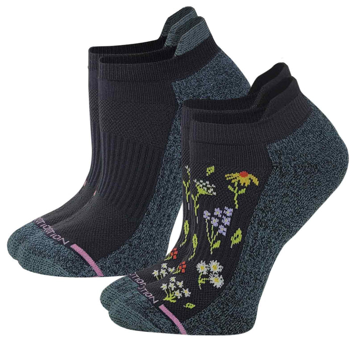 Ankle Compression Socks for Women | Wildflower Half-Cushion | Dr. Motion (2-Pack)