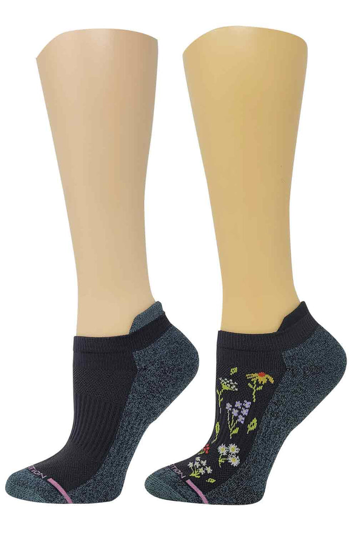 Ankle Compression Socks for Women | Wildflower Half-Cushion | Dr. Motion (2-Pack)